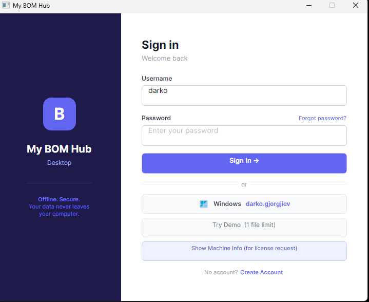 Desktop Login — Offline, Secure