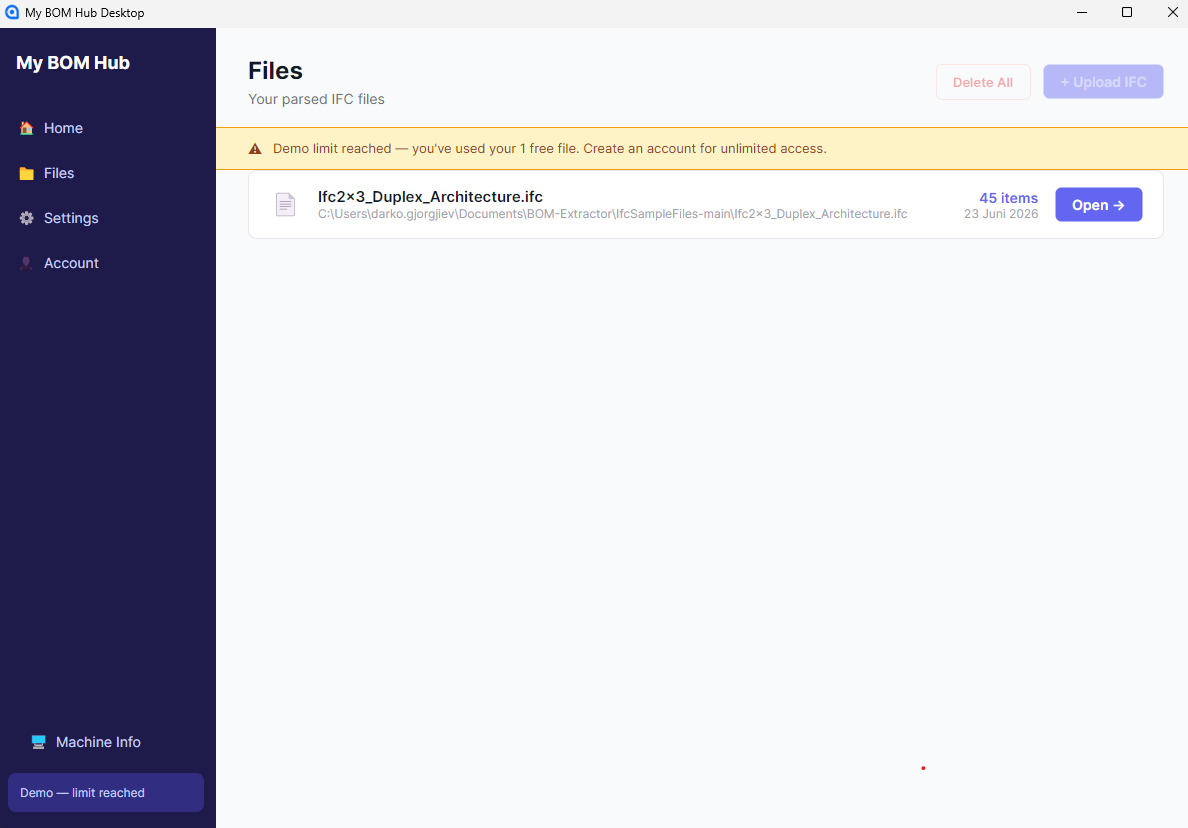 Desktop Files — All IFC files in one place